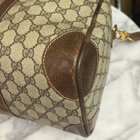 Vintage Gucci | GG Monogram Weekender Duffle Boston Bag w/ Built-In Lock - Picture 11 of 17